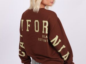 Sleeve-to-Body California Print Sweatshirt