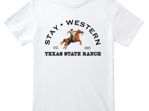 Stay Western Texas State Ranch Printed T-Shirt (Custom Packs)