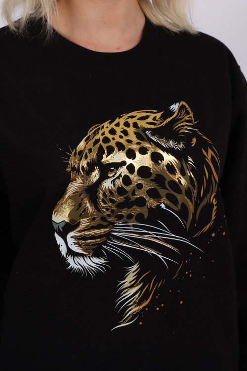 Sweatshirt in Leopard Gold Foil Print