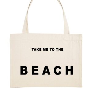 Take me to the beach Printed Woven Shopping Tote Bag (Custom Packs)