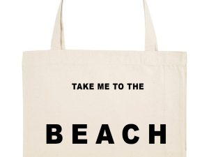 Take me to the beach Printed Woven Shopping Tote Bag (Custom Packs)