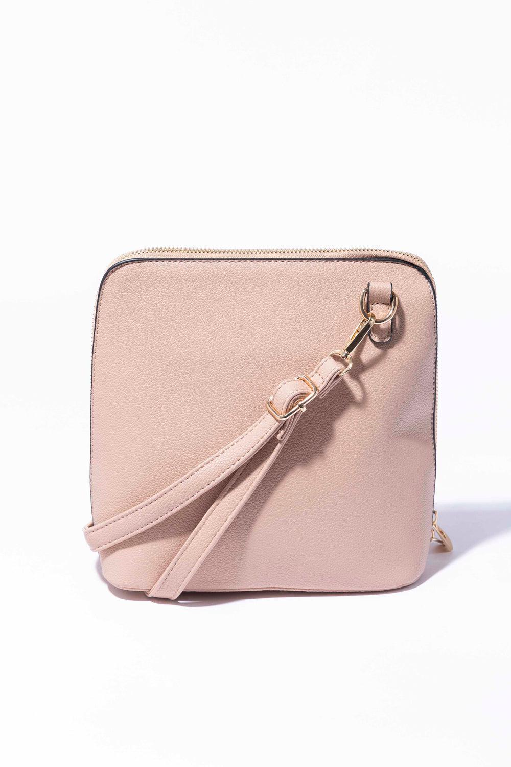 Vegan Leather All Around Zip Medium Crossbody Bag