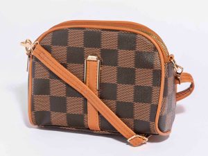 Vegan Leather Printed Double Compartment Small Shoulder Bag