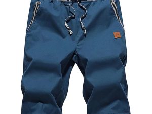 ZOXOZ Mens Shorts Summer Casual Shorts Cotton With Pockets Elastic Waist