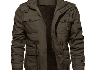 KEFITEVD Men's Fleece Cargo Hoodie Jacket