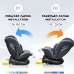 Reecle 360 Swivel Baby Car Seat with ISOFIX, Group 0+1/2/3 (0-36 kg), Approx. 0-12 Years (Black) - Image 6