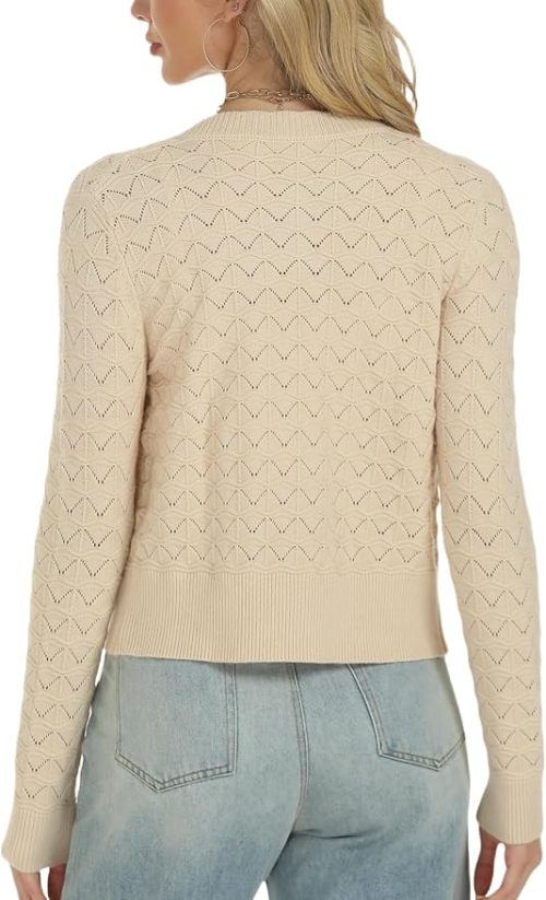 Enjyam Women's Crochet Knit Button Longsleeve Cardigan - Image 5