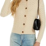 Enjyam Women's Crochet Knit Button Longsleeve Cardigan - Image 3
