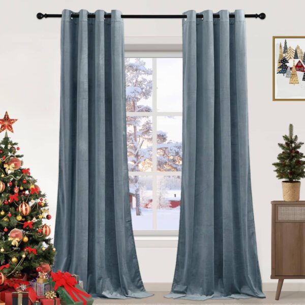 PONY DANCE Dark Green Velvet Curtains