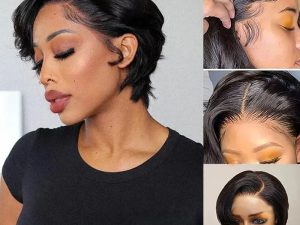 Fereowth 13x4 Lace Front Short Pixie Cut Wigs Short Human Hair
