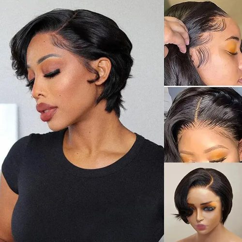 Fereowth 13x4 Lace Front Short Pixie Cut Wigs Short Human Hair