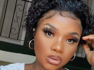 Fereowth Ombre Short Curly Lace Front Wigs Human Hair