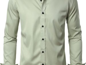 LucMatton Men's Stylish Stretch Wrinkle-Free Dress Shirt