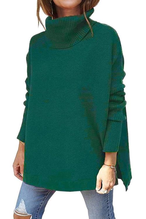 CNFUFEN Ladies Turtleneck Chunky Knit Jumpers