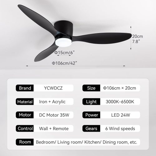 42 Inch Ceiling Fans with Lights and Remote - Image 6