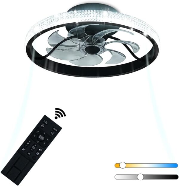 40CM Diameter Black Ceiling Fan with Light