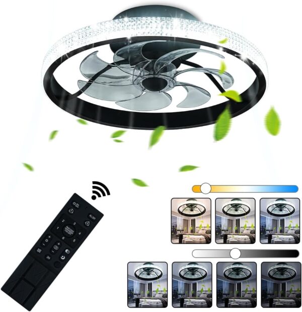 40CM Diameter Black Ceiling Fan with Light - Image 8