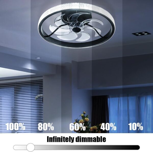 40CM Diameter Black Ceiling Fan with Light - Image 5