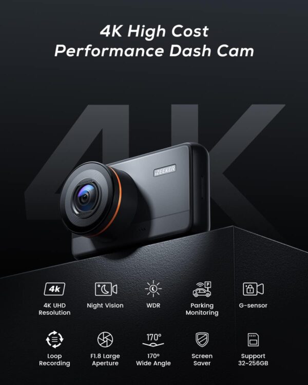 iZEEKER 4K Dash Cam Front, 2160P Car Camera - Image 2