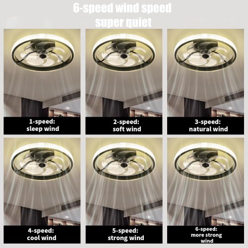 40CM Diameter Black Ceiling Fan with Light - Image 9