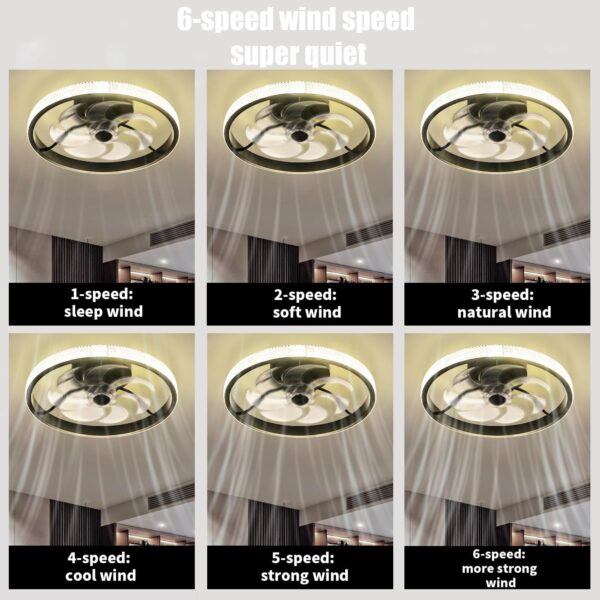 40CM Diameter Black Ceiling Fan with Light - Image 9