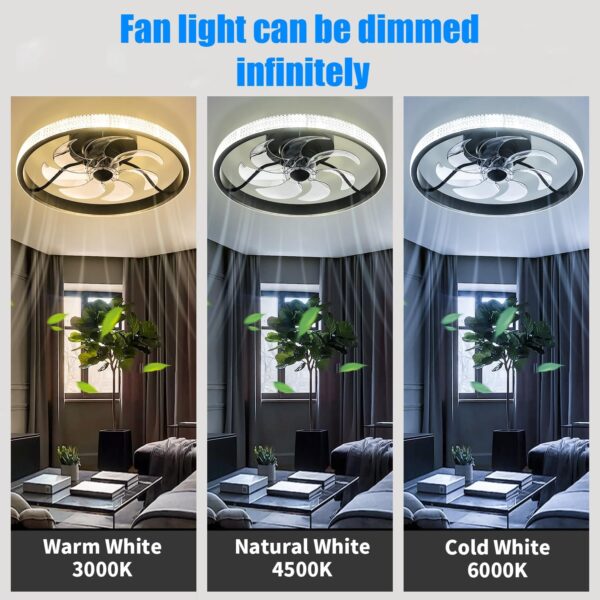 40CM Diameter Black Ceiling Fan with Light - Image 7