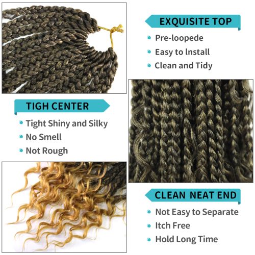 Ainimiu 8 Packs Goddess Box Braids Crochet Hair With Curly Ends 14inch Pre-looped Bohomian Crochet Box Braids Synthetic Braiding Hair Extensions - Image 4