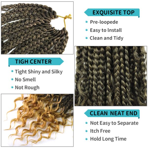 Ainimiu 8 Packs Goddess Box Braids Crochet Hair With Curly Ends 14inch Pre-looped Bohomian Crochet Box Braids Synthetic Braiding Hair Extensions - Image 4