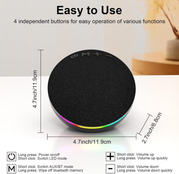 SOULION C10 Bluetooth PC Speakers with 4 Modes Colorful LED Light, USB Powered 3.5mm Aux Mini Computer Speakers with Switch Button, Suitable for Desktop Laptop, Monitor. - Image 6