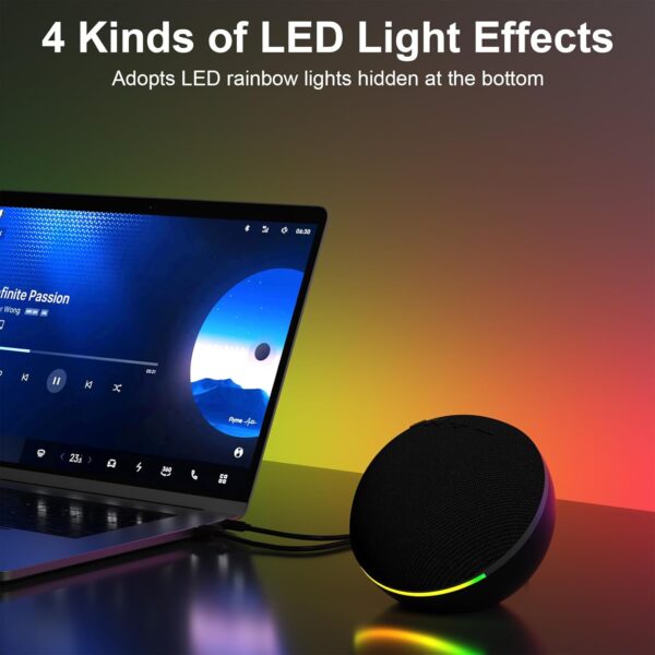 SOULION C10 Bluetooth PC Speakers with 4 Modes Colorful LED Light, USB Powered 3.5mm Aux Mini Computer Speakers with Switch Button, Suitable for Desktop Laptop, Monitor. - Image 3