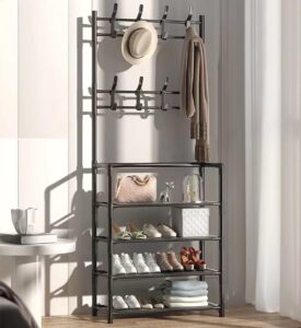 Shoe Racks Storage, Upgrade 4 Tier Shoe Rack, Metal Shoe Rack, Shoe Storage Organiser, Slim Shoe Shelf Storage Shoe Stand Organizer for Hallway, Bedroom, Entryway, Dorm Room, 60 x 28 x 158cm (Black)...
