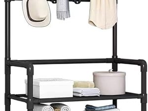 Shoe Racks Storage, Upgrade 4 Tier Shoe Rack, Metal Shoe Rack, Shoe Storage Organiser, Slim Shoe Shelf Storage Shoe Stand Organizer for Hallway, Bedroom, Entryway, Dorm Room, 60 x 28 x 158cm (Black)