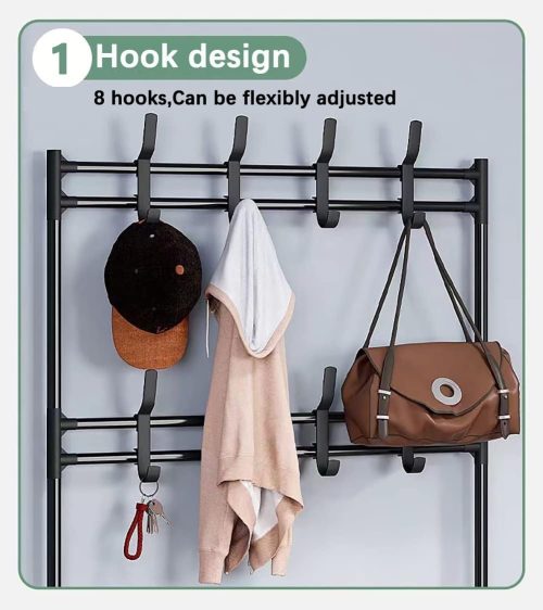 Shoe Racks Storage, Upgrade 4 Tier Shoe Rack, Metal Shoe Rack, Shoe Storage Organiser, Slim Shoe Shelf Storage Shoe Stand Organizer for Hallway, Bedroom, Entryway, Dorm Room, 60 x 28 x 158cm (Black) - Image 7