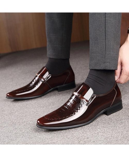 Brand New Men's Loafers Crocodile Leather Shoes - Image 5