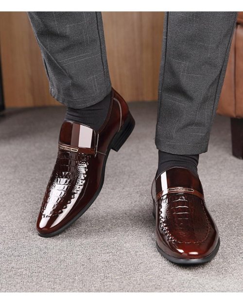 Brand New Men's Loafers Crocodile Leather Shoes - Image 3