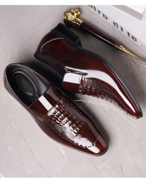 Brand New Men's Loafers Crocodile Leather Shoes - Image 4
