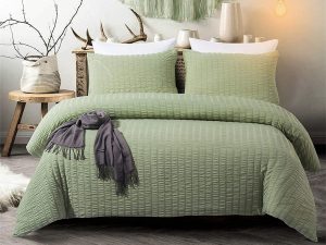 King Size Green Classic Seersucker Duvet Cover
