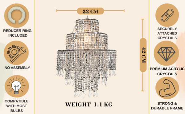 Giggi 3-Tier Acrylic Crystal Clear Chandelier Light - Image 8