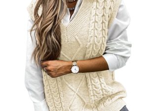 Niwicee Sweater Vest Knitted Sleeveless Jumpers