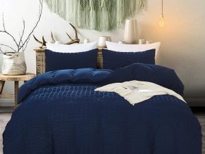 Navy Classic Seersucker Duvet Cover Sets