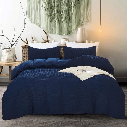 Navy Classic Seersucker Duvet Cover Sets