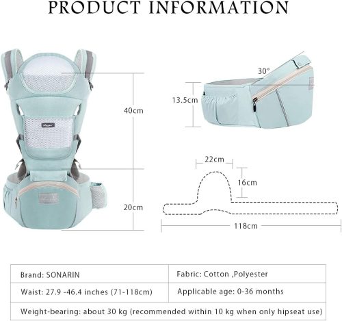 SONARIN Baby Carrier Ergonomic with Hip Seat - Image 6