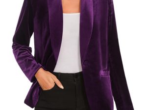 MINTLIMIT Women's Fully Lined Velvet Purple Blazers