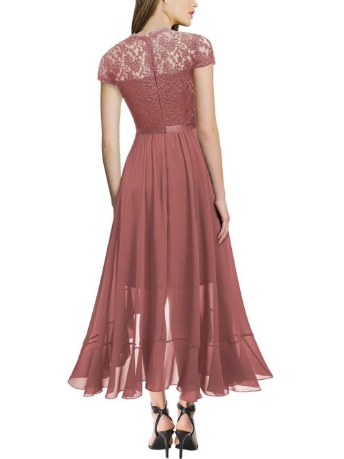 MIUSOL Women's Elegant Floral Lace Ruffle Evening Dress - Image 2