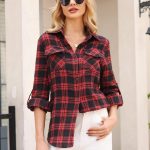 Totatuit Flannel Checked Long Sleeve Top for Women - Image 4