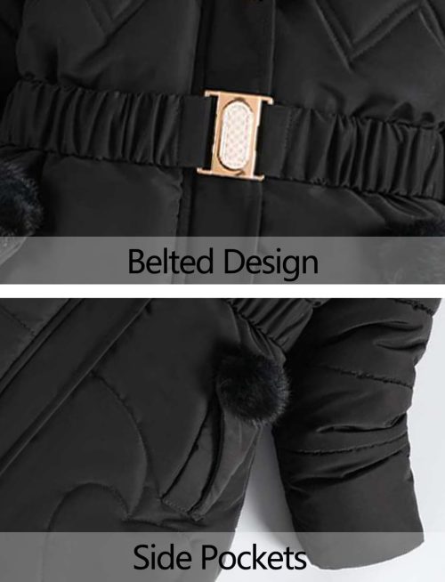 Adigau Kids Girls Winter Coat Black - Image 5