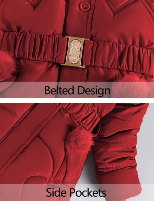 Adigau Kids Girls Winter Coat Red - Image 5