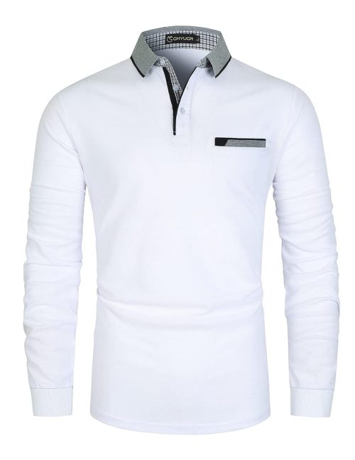 GHYUGR Men's Polo Shirt Long Sleeve