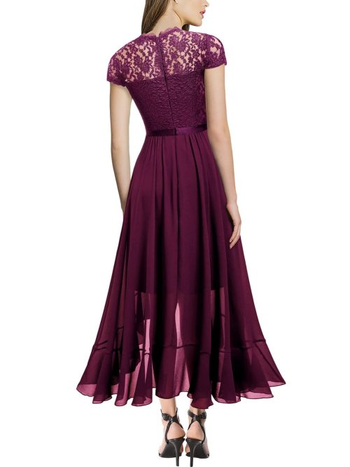 MIUSOL Women's Elegant Floral Lace Ruffle Evening Dress - Image 3