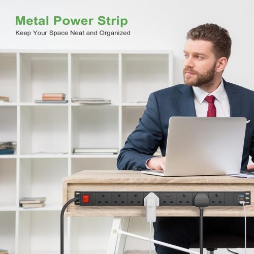 8 Way Power Strip Surge Protector USB C PD20W Extension - Image 4